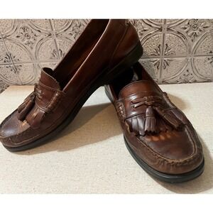 Bass Strout Mens Brown Leather Tassel Kiltie Loafers Size 10.5 M Made in Brazil